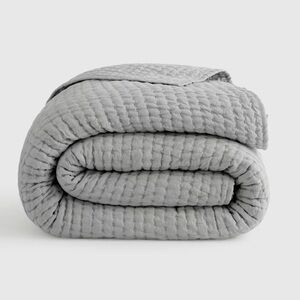 NWOT QUINCE European Linen Cotton Stitch Quilt King/Cal King Mist 4498